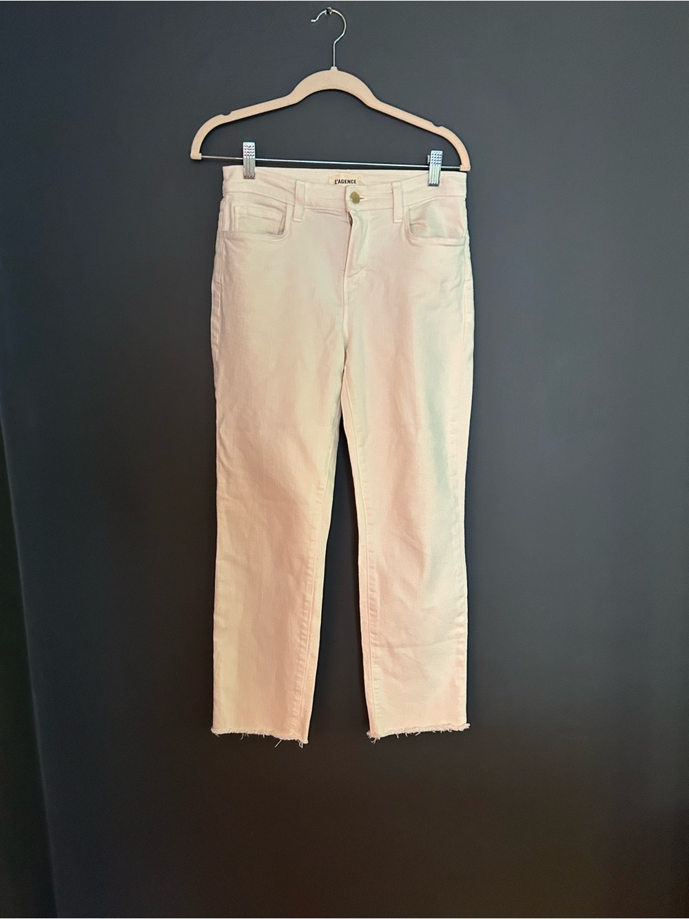 L'AGENCE Women's Cream Ankle Straight Jeans